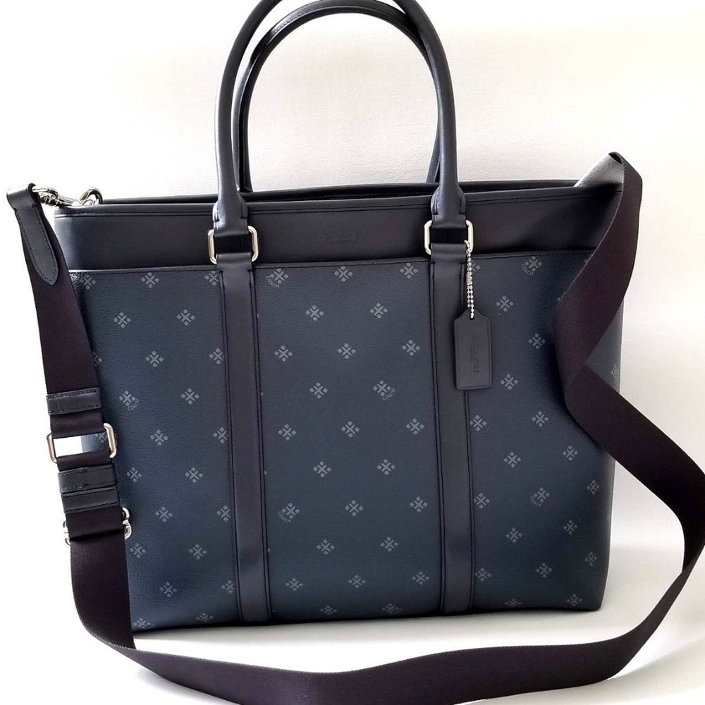 NEW COACH men Diamond Pattern large Tote Briefcase - Picture 1 of 8